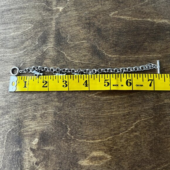 Double Ring Silver Chain Bracelet with 5 Cat Charms - Picture 4 of 4